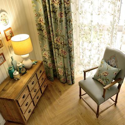 美式乡村田园风格棉麻窗帘布卧室客厅加厚遮光落地窗成品简约现代