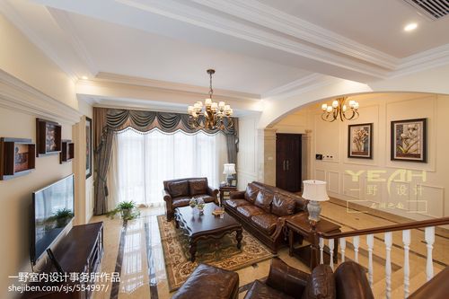 美式别墅设计客厅窗帘图片客厅美式经典客厅设计图片赏析