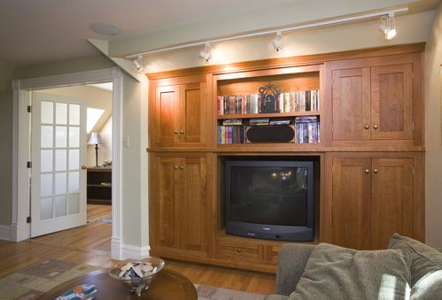现代别墅起居室木质收纳柜装修效果图