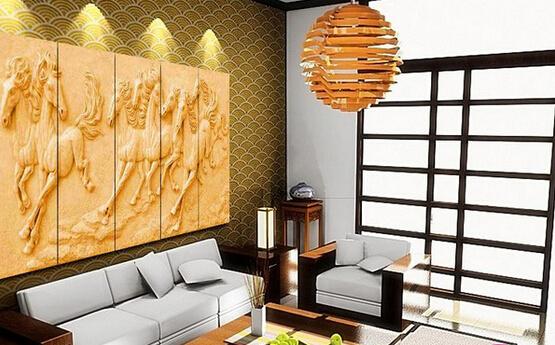 客厅沙发浮雕背景墙设计欣赏