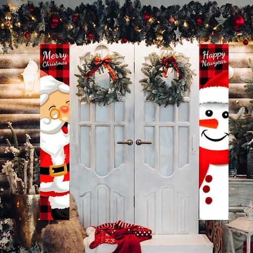 新款创意圣诞节家居大门装饰挂饰圣诞老人门帘
