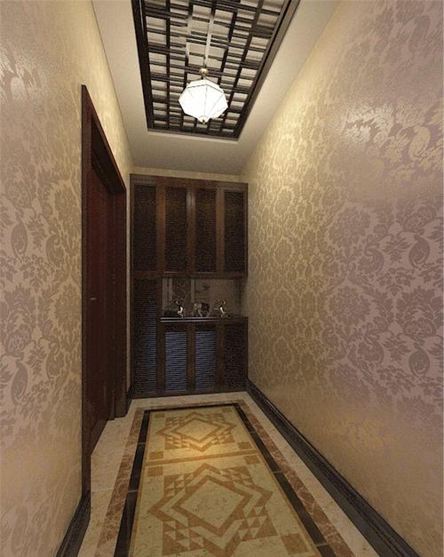 中式风格三居室玄关走廊装修效果图大全