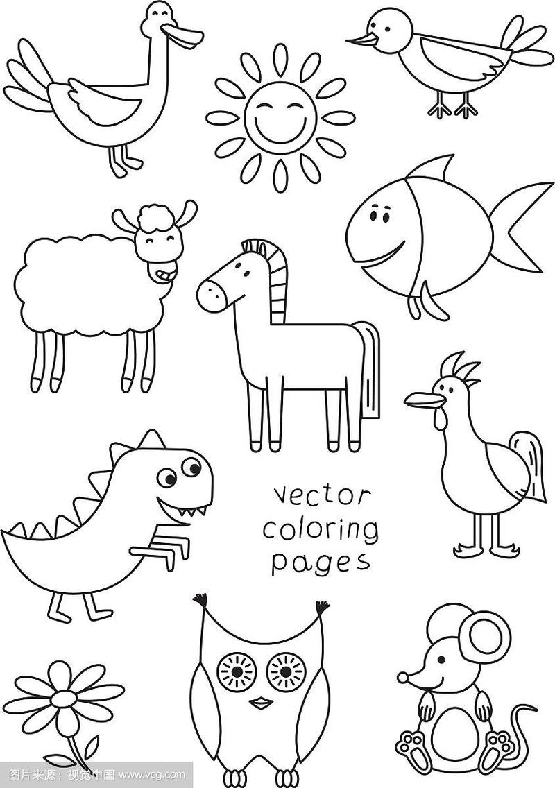卡通动物涂色书