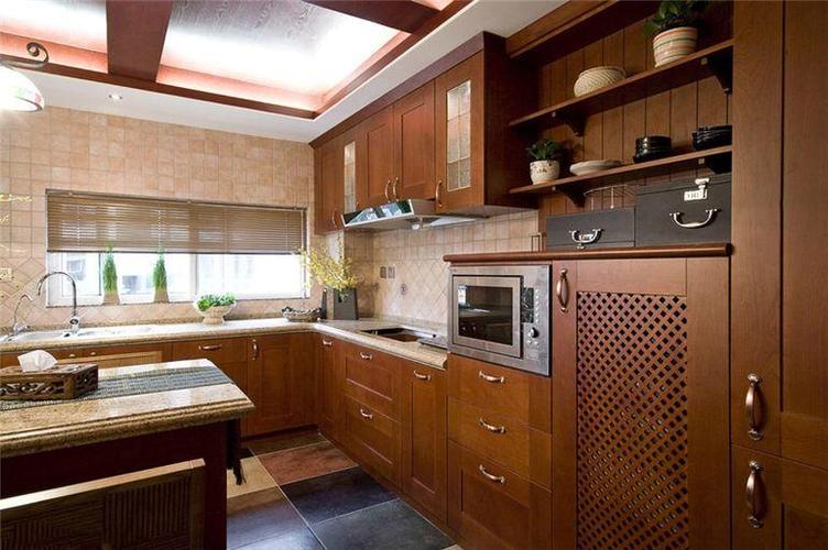 中式风格三居室厨房橱柜装修图片效果图
