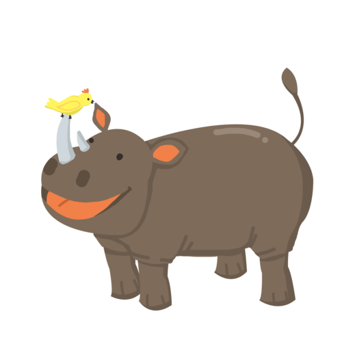 可爱野生动物犀牛插画图片