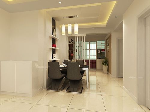 三居室现代简约餐厅尚东国际装修效果图