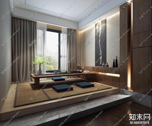新中式茶室榻榻米3d模型3d模型下载