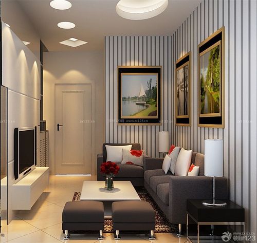 现代时尚60平米房屋正方形小客厅装修效果图设计