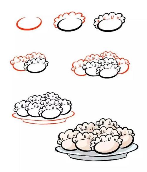 春节美食饺子简笔画