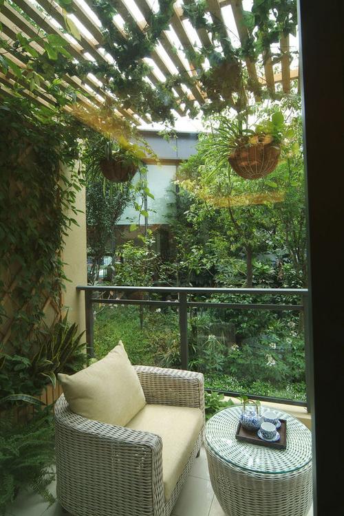 自然悠闲田园风格公寓阳台背景墙效果图片齐家网装修效果图