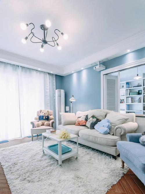 80浪漫蓝色调美式风格两居室装修案例day9