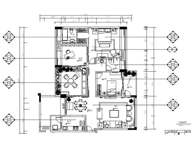 重庆露天院馆小户型2居室室内设计cad施工图含材料说明表