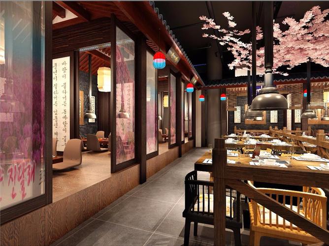 68万586平米新古典办公空间装修效果图临沂北城的韩式烤肉店装修案例