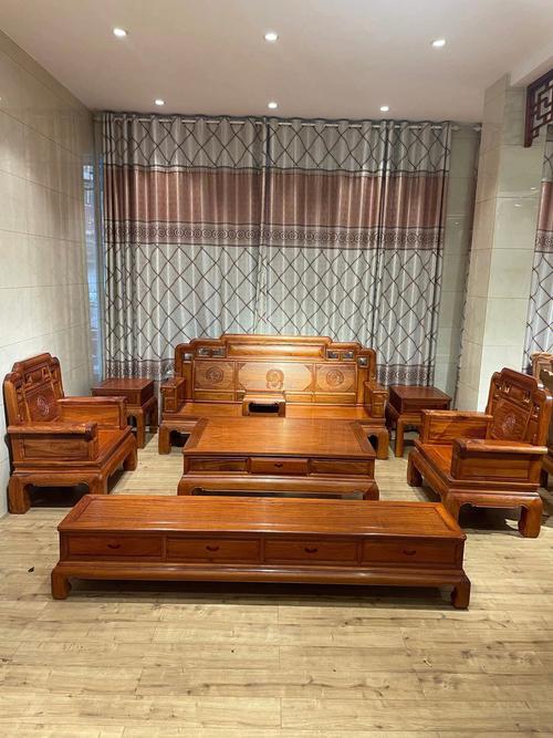 小户型客厅红木家具缅甸花梨国色天香沙发
