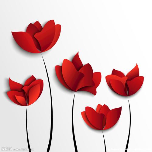 红色立体花朵素材图片
