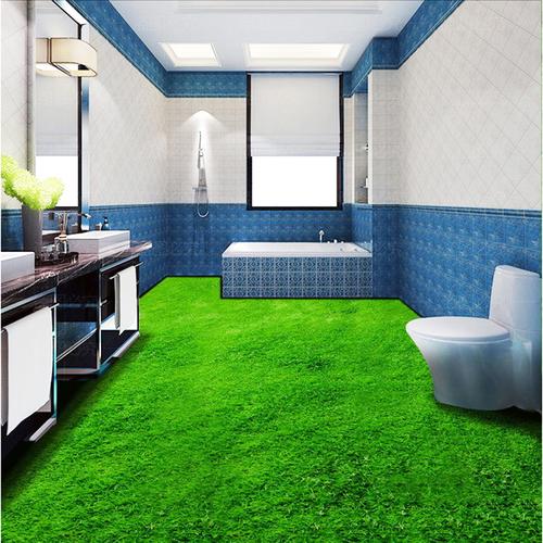 地板砖防滑瓷砖洗手间厨房阳台绿色草地洗手间浴室卧室客厅3d地板