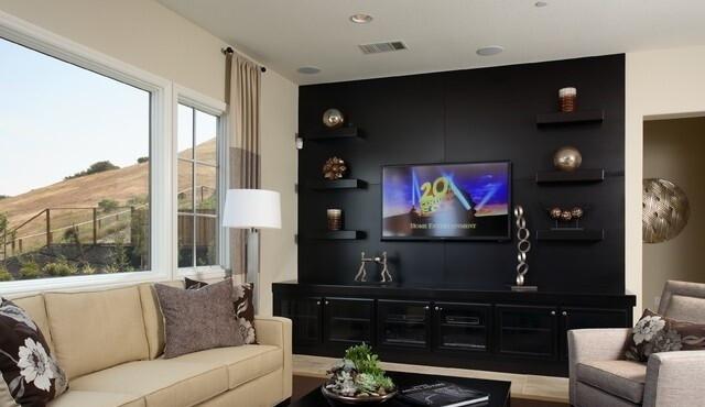 经典的黑色客厅电视机背景墙装修效果图