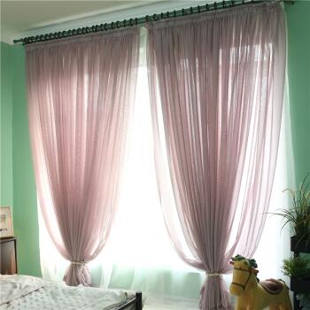透明彩色窗帘布窗纱帘日式韩式美式阳台卧室客厅清新飘窗白纱m8sn5533