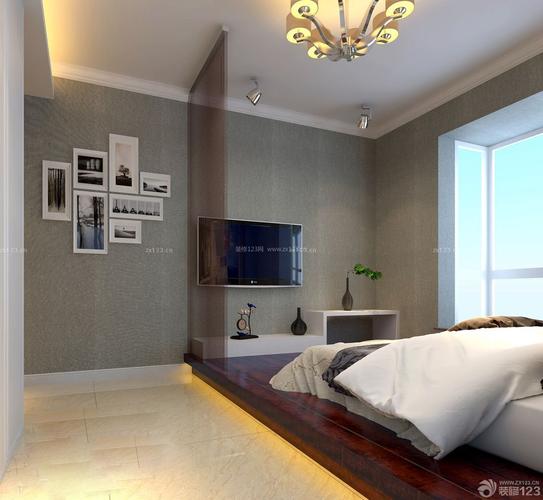现代风格小户型客厅卧室一体磨砂壁纸装饰欣赏装信通网效果图