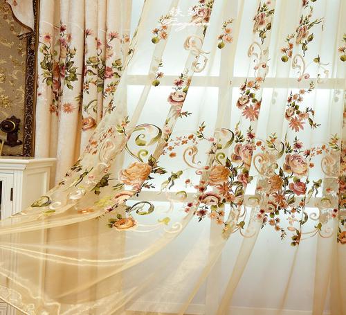 窗帘布厂家直销欧式绣花客厅成品窗帘镂空绣花窗帘成品