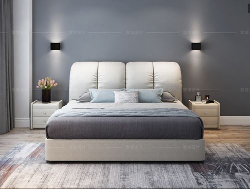 北欧风格现代床3d建模渲染