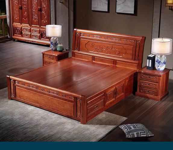 全实木床18米大床15米双人床大床明清古典中式家具木床虎脚单床1800mm