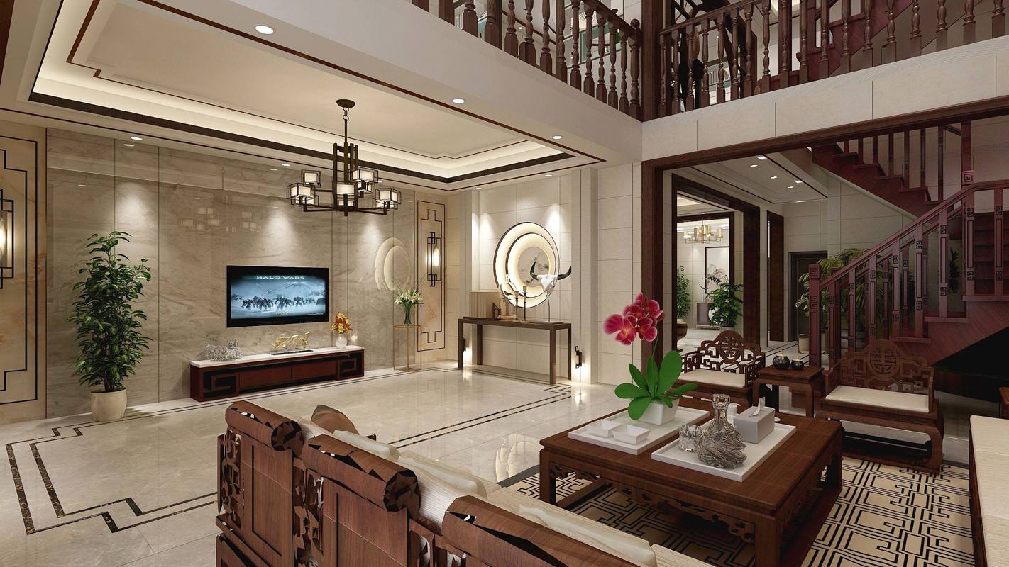 36平新中式别墅厨房装修效果图