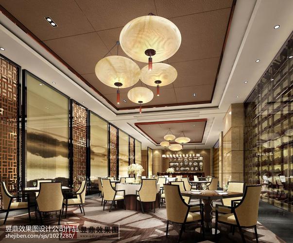 中式星级酒店餐厅设计高清效果图展示