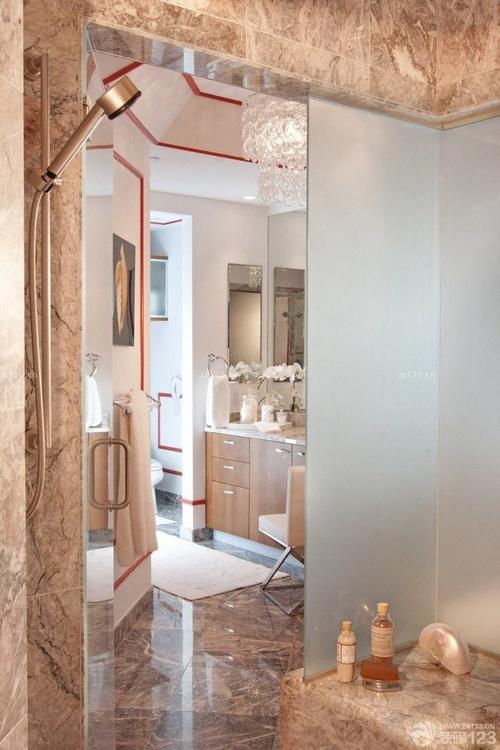 现代美式浴室隔断门效果图装修123效果图