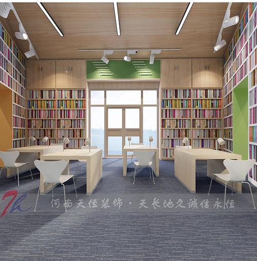 郑州普海外国语学校图书馆设计案例效果图天恒装饰