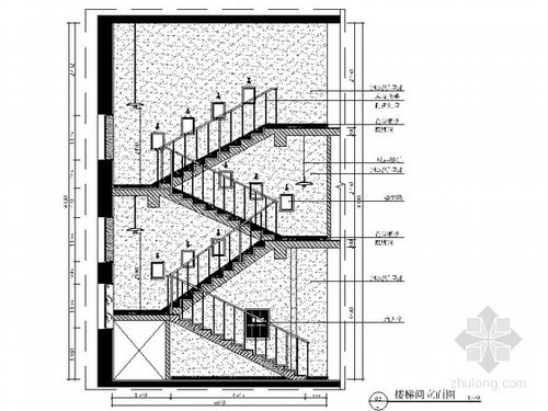 黑龙江创意产业孵化园现代咖啡厅室内装修施工图含效果楼梯间立面