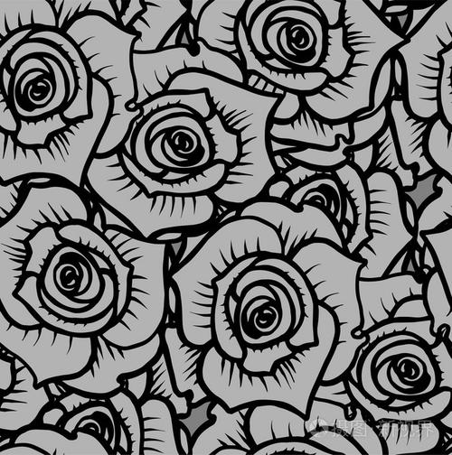 无缝玫瑰花图案的灰色的图形质量