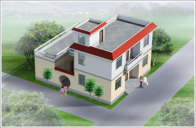 二层平屋顶乡村房屋设计图