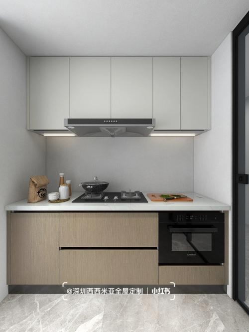 厨房的设计一般强调橱柜的空间利用率吊柜和地柜是厨房橱柜的标准