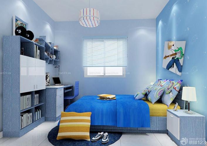 男生卧室彩色墙面装修效果图