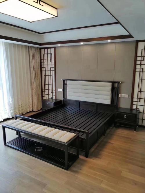 新中式家具实木床入户实拍图