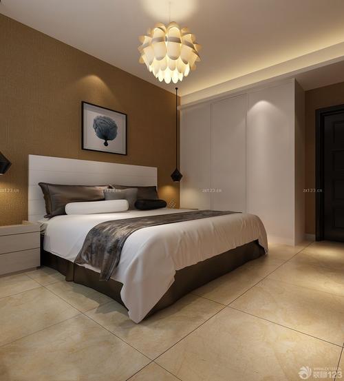 2020欧式90平小三居卧室地面花纹瓷砖装修效果图片