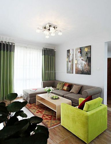 60平米小户型样板房客厅沙发摆放装修效果图片