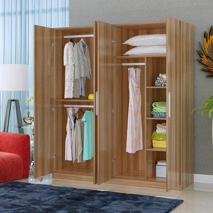 家用简易衣柜实木质板式组合整体衣柜2门3门4门大衣柜儿童衣橱
