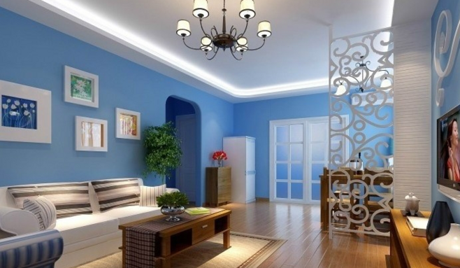 是小编最喜欢的一张蓝色客厅装修效果图天.