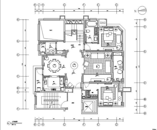 安徽华地紫园项目12号楼1101户型样板房室内施工图设计cad
