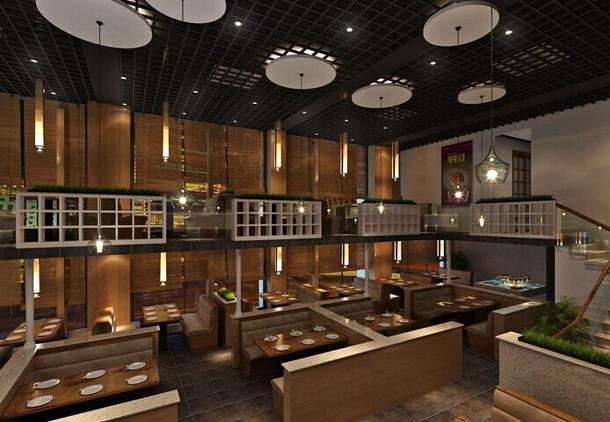 新中式风格烤肉店吊顶装修图片新中式风格餐台图片效果图大全