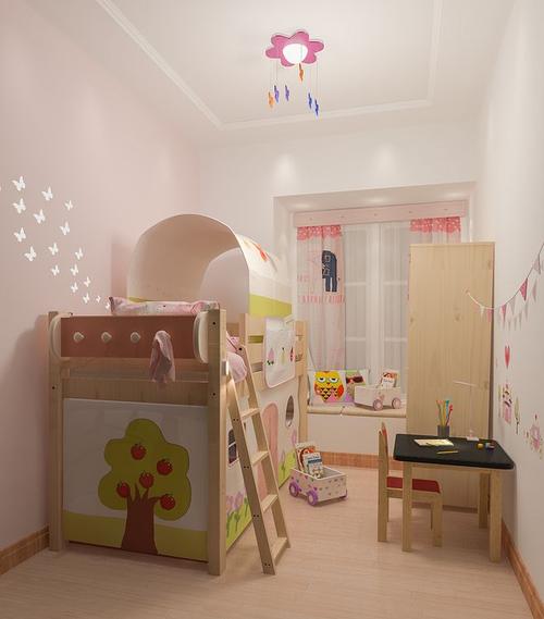 设计狮爸爸环保实木儿童房设计效果图男孩女孩房