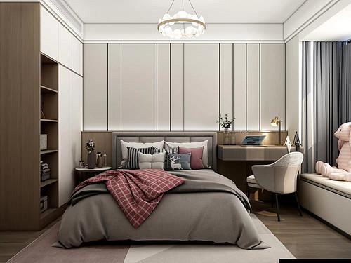 96平米新中式风格三室卧室装修效果图背景墙创意设计图