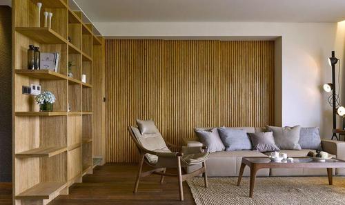 客厅沙发木质背景墙装修效果图