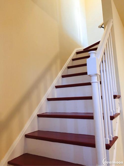 楼梯是重新刷漆没有用地毯是因为地毯比较容易脏还是一劳永逸吧.