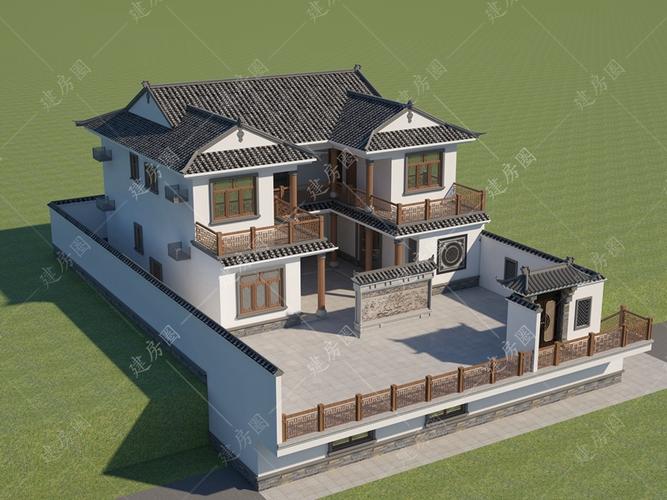 新中式农村别墅设计图纸带效果图占地面积120平方140平方150平方等