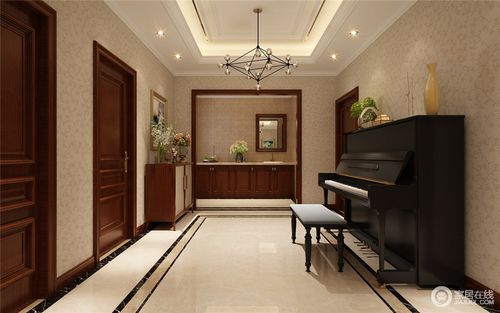 让整个空间更显大气走廊处的玄关柜增加了收纳功能而钢琴又调剂出