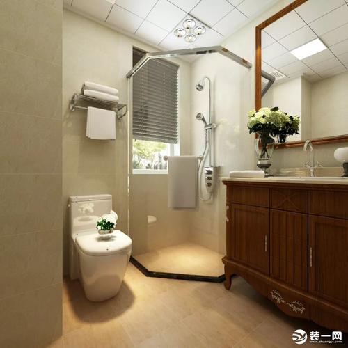 青岛生活家装饰小美式风格两居室卫生间装修效果图