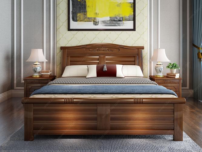 中式卧室实木床模型信息